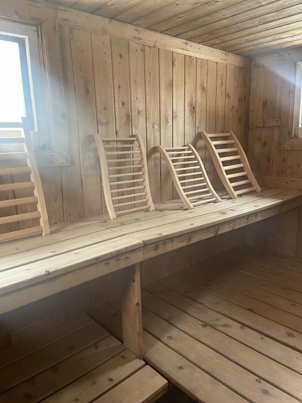 back rests in the sauna
